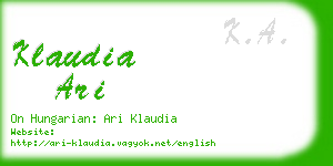 klaudia ari business card